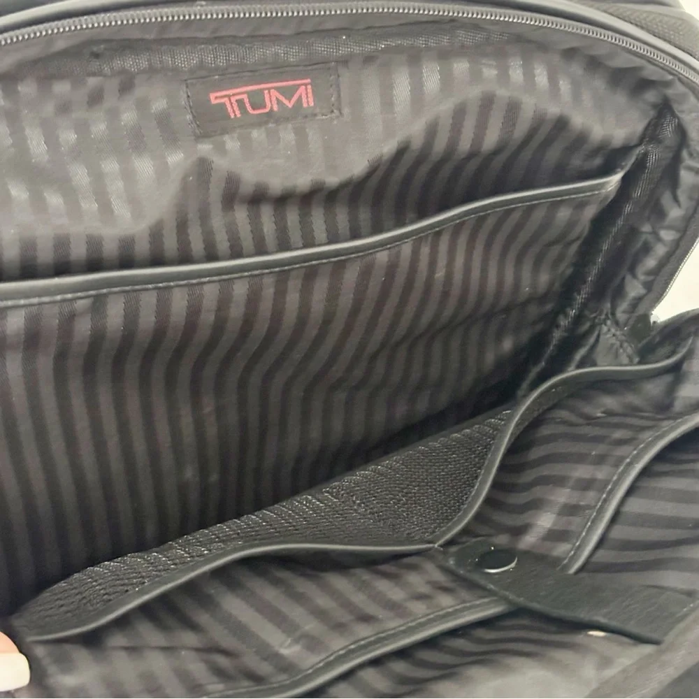 TUMI Laptop Briefcase Art Folio Zip Case Bag in Black BALLISTIC Nylon/Leather